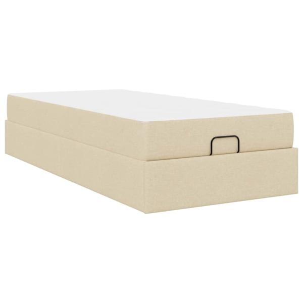 Bettgestell mit Matratze Creme 90 x 190 cm Stoff