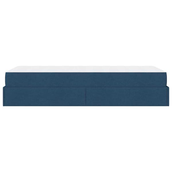 Bettgestell mit Matratze Blau 90 x 190 cm Stoff