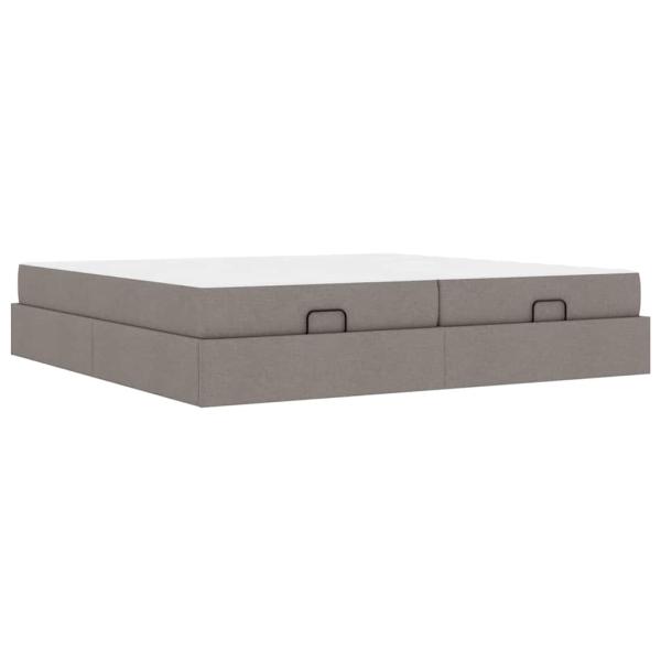 Bettgestell mit Speicher Taupe 200 x 200 cm Stoff