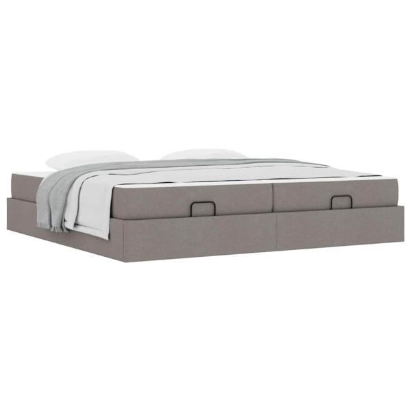 Bettgestell mit Speicher Taupe 200 x 200 cm Stoff