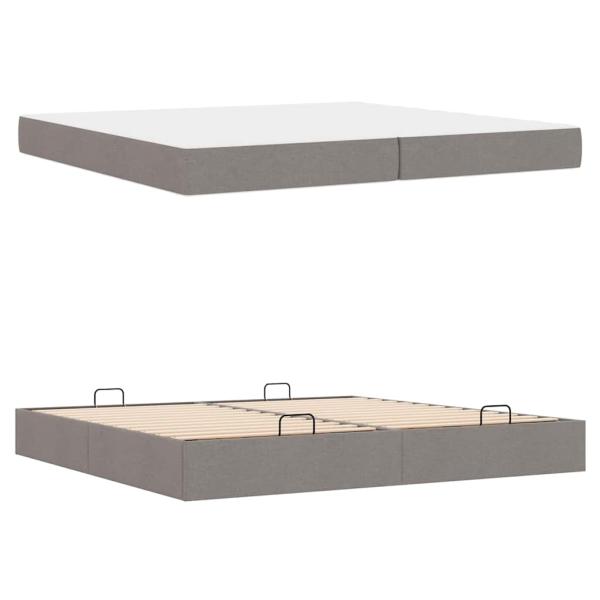 Bettgestell mit Speicher Taupe 200 x 200 cm Stoff