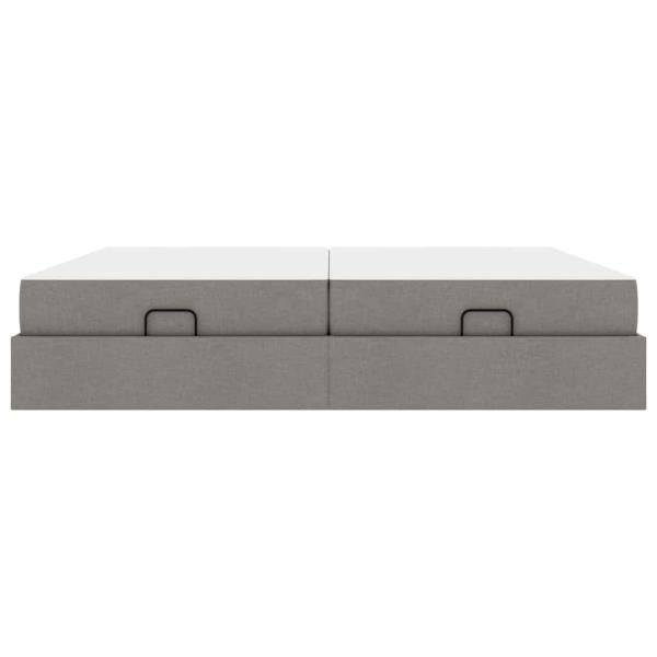 Bettgestell mit Speicher Taupe 200 x 200 cm Stoff