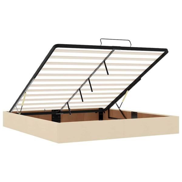 Bettgestell mit Speicher Creme 200 x 200 cm Stoff