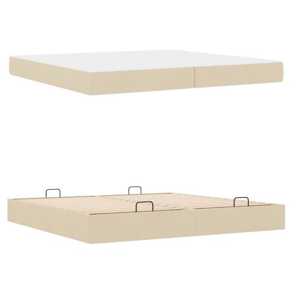 Bettgestell mit Speicher Creme 200 x 200 cm Stoff