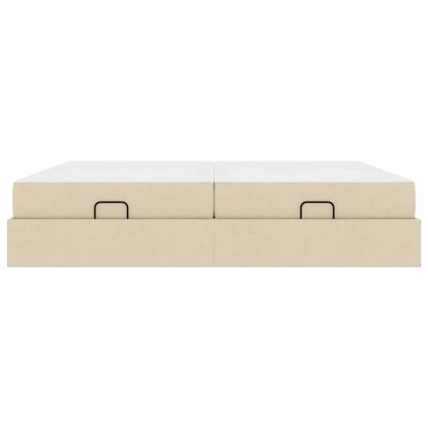Bettgestell mit Speicher Creme 200 x 200 cm Stoff
