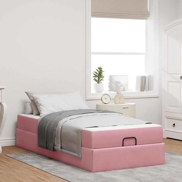 ARDEBO.de - Bettgestell mit Matratze mit Speicher Rosa 80 x 200 cm Samt