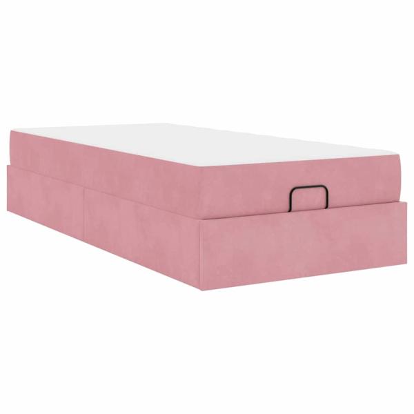 Bettgestell mit Matratze mit Speicher Rosa 80 x 200 cm Samt