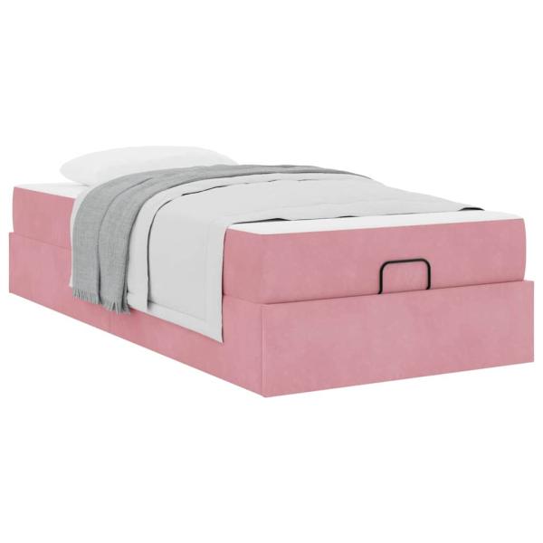 Bettgestell mit Matratze mit Speicher Rosa 80 x 200 cm Samt