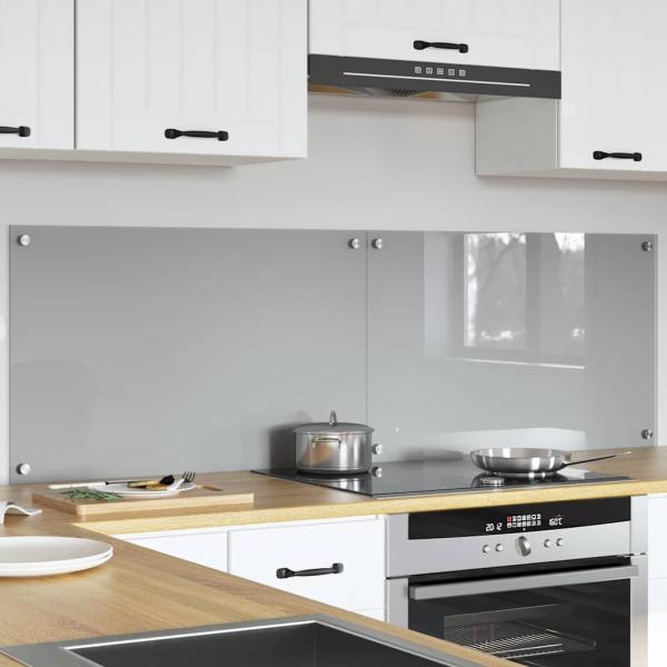 Küchenrückwand 2 pcs Hellgrau 80 x 50 cm Gehärtetes Glas