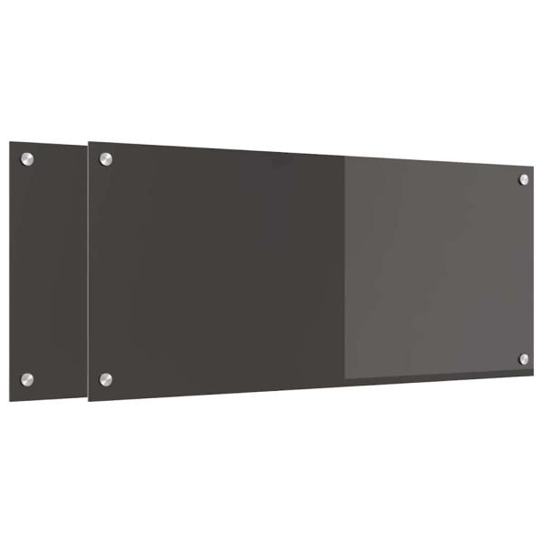 Küchenrückwand 2 pcs Dunkelgrau 90 x 40 cm Gehärtetes Glas