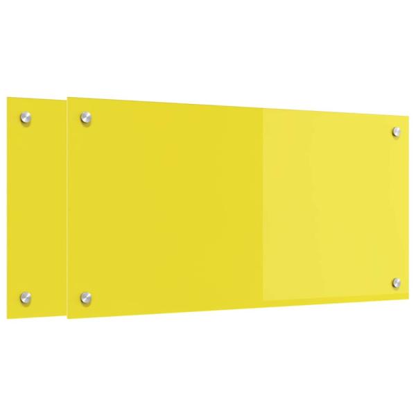 Küchenrückwand 2 pcs Gelb 80 x 40 cm Gehärtetes Glas