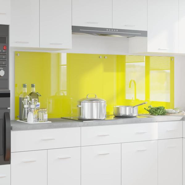 ARDEBO.de - Küchenrückwand 2 pcs Gelb 90 x 60 cm Gehärtetes Glas