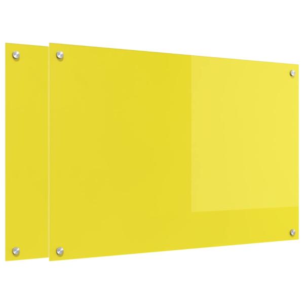 Küchenrückwand 2 pcs Gelb 90 x 60 cm Gehärtetes Glas