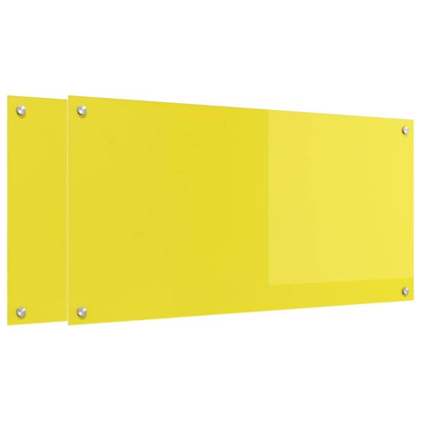 Küchenrückwand 2 pcs Gelb 100 x 50 cm Gehärtetes Glas