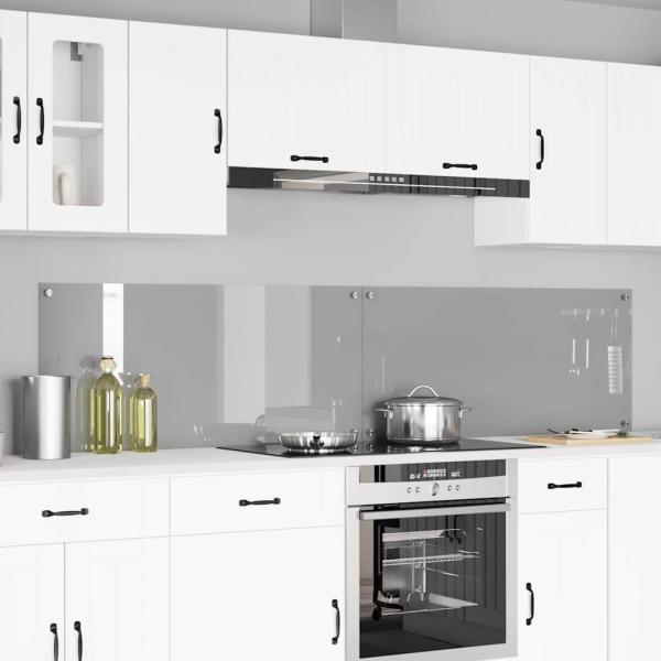 ARDEBO.de - Küchenrückwand 2 pcs Hellgrau 110 x 50 cm Gehärtetes Glas