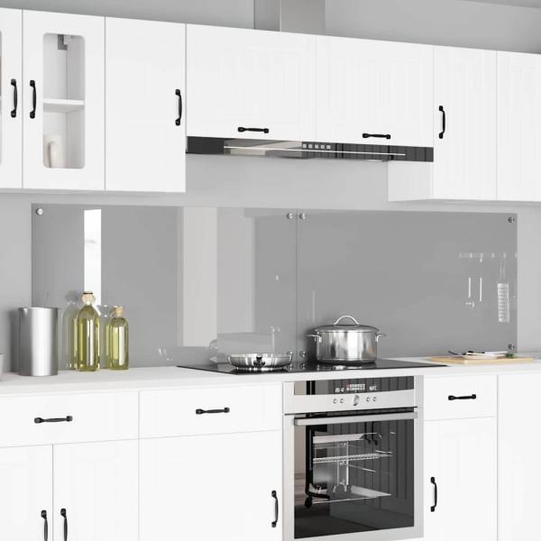 ARDEBO.de - Küchenrückwand 2 pcs Hellgrau 110 x 60 cm Gehärtetes Glas