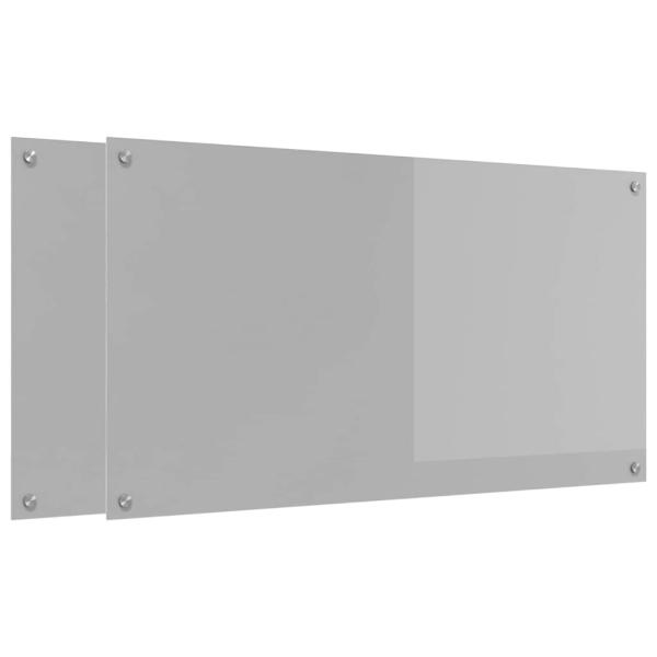 Küchenrückwand 2 pcs Hellgrau 110 x 60 cm Gehärtetes Glas