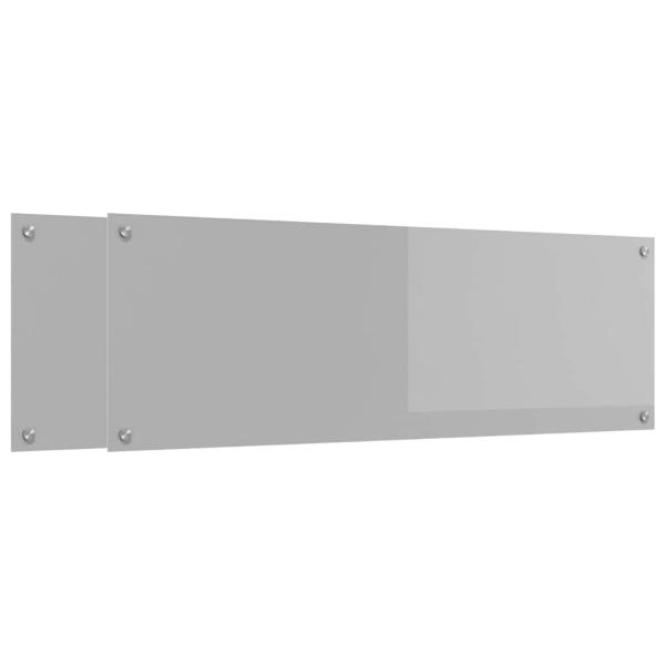 Küchenrückwand 2 stk. Hellgrau 120 x 40 cm Gehärtetes Glas
