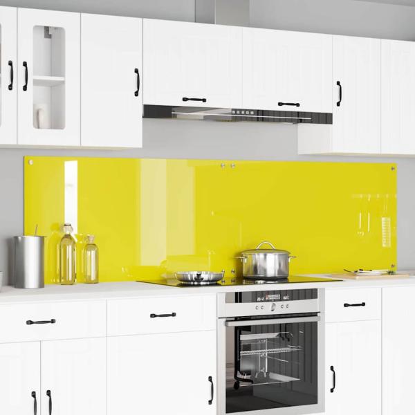 ARDEBO.de - Küchenrückwand 2 pcs Gelb 110 x 60 cm Gehärtetes Glas