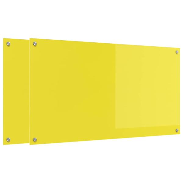 Küchenrückwand 2 pcs Gelb 110 x 60 cm Gehärtetes Glas