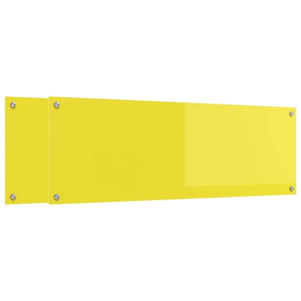 Küchenrückwand 2 pcs Gelb 120 x 40 cm Gehärtetes Glas