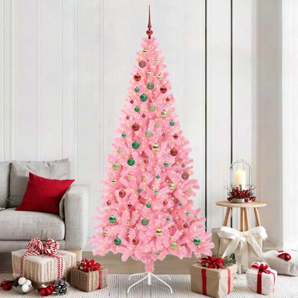 ARDEBO.de - Weihnachtsbaum mit 300 LEDs mit Ständer Rosa 210 cm PVC