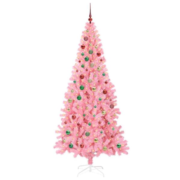 Weihnachtsbaum mit 300 LEDs mit Ständer Rosa 210 cm PVC