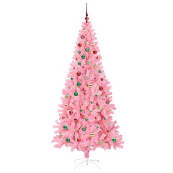 Weihnachtsbaum mit 300 LEDs mit Ständer Rosa 210 cm PVC