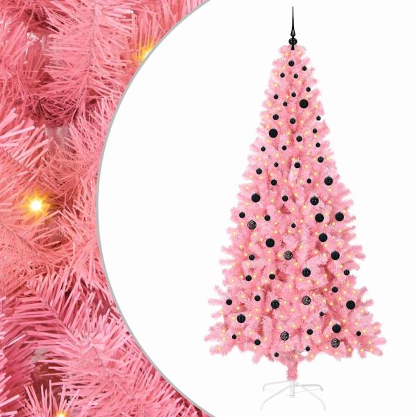 ARDEBO.de - Weihnachtsbaum mit 300 LEDs mit Ständer Rosa 240 cm PVC