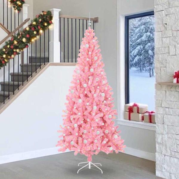 ARDEBO.de - Weihnachtsbaum mit 300 LEDs mit Ständer Rosa 240 cm PVC
