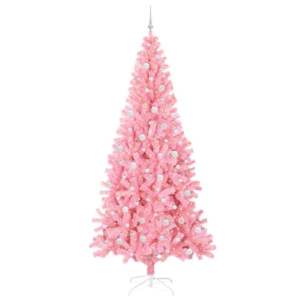 Weihnachtsbaum mit 300 LEDs mit Ständer Rosa 240 cm PVC