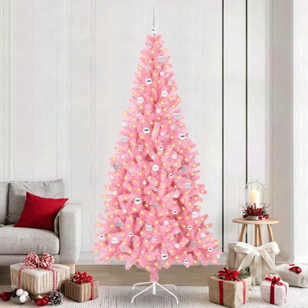ARDEBO.de - Weihnachtsbaum mit 300 LEDs mit Ständer Rosa 240 cm PVC