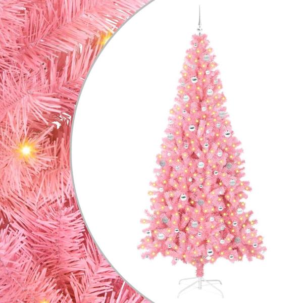 Weihnachtsbaum mit 300 LEDs mit Ständer Rosa 240 cm PVC