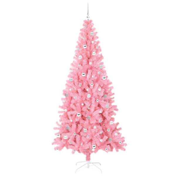 Weihnachtsbaum mit 300 LEDs mit Ständer Rosa 240 cm PVC