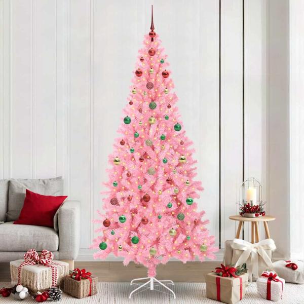 ARDEBO.de - Weihnachtsbaum mit 300 LEDs mit Ständer Rosa 240 cm PVC