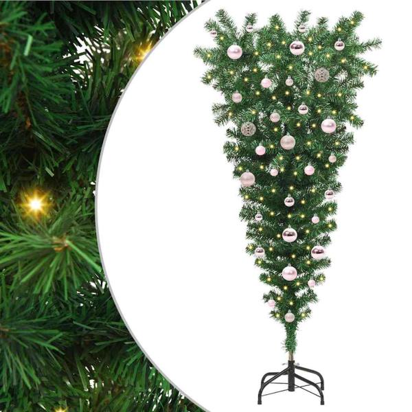 ARDEBO.de - Auf den Kopf gestellter künstlicher vorgetesteter Weihnachtsbaum mit Kugelsatz