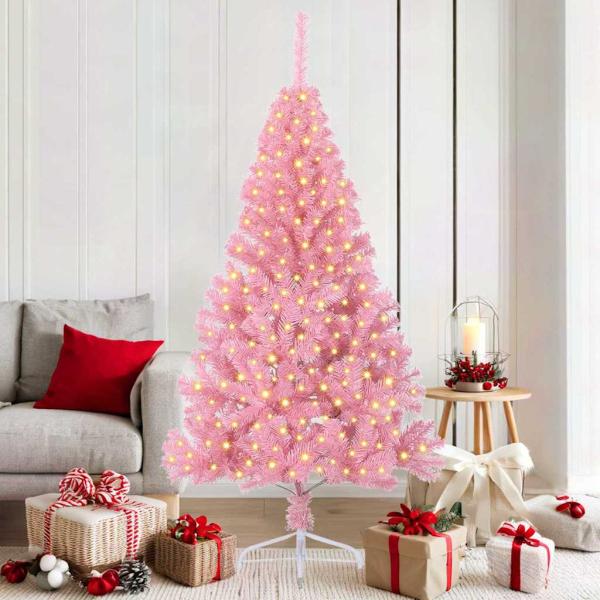 ARDEBO.de - Künstlicher vorbeleuchteter Weihnachtsbaum Rosa 180 cm PVC