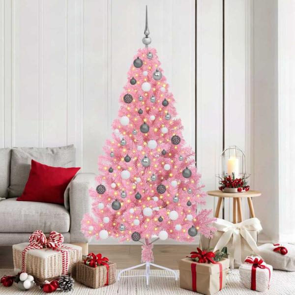 ARDEBO.de - Künstlicher vorbeleuchteter Weihnachtsbaum Rosa 180 cm PVC