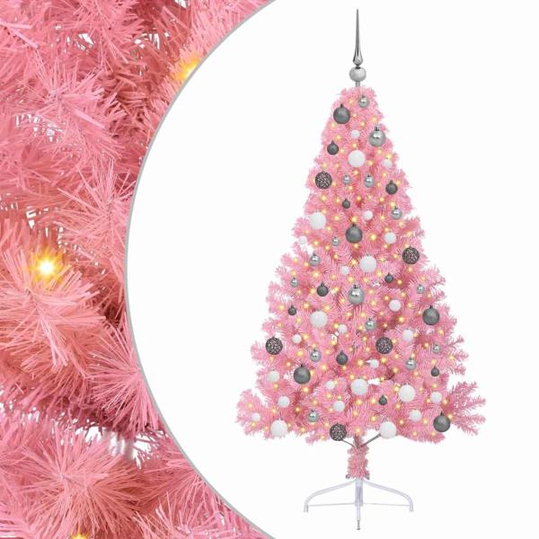 Künstlicher vorbeleuchteter Weihnachtsbaum Rosa 180 cm PVC