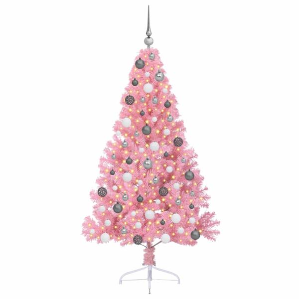 Künstlicher vorbeleuchteter Weihnachtsbaum Rosa 180 cm PVC