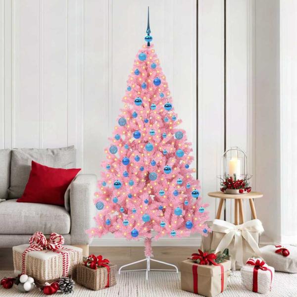 ARDEBO.de - Künstlicher vorbeleuchteter Weihnachtsbaum Rosa 180 cm PVC