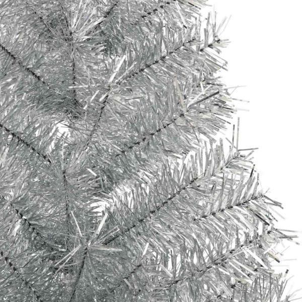 Künstlicher vorbeleuchteter Weihnachtsbaum Silber 150 cm PET