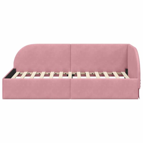 Eckbettgestell mit Kopfteil Rosa 100 x 200 cm Samt