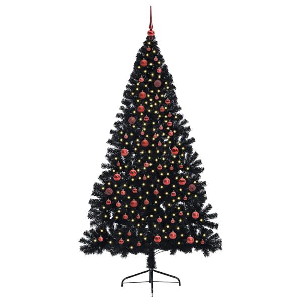 Künstlicher vorbeleuchteter Weihnachtsbaum Schwarz 210 cm PVC