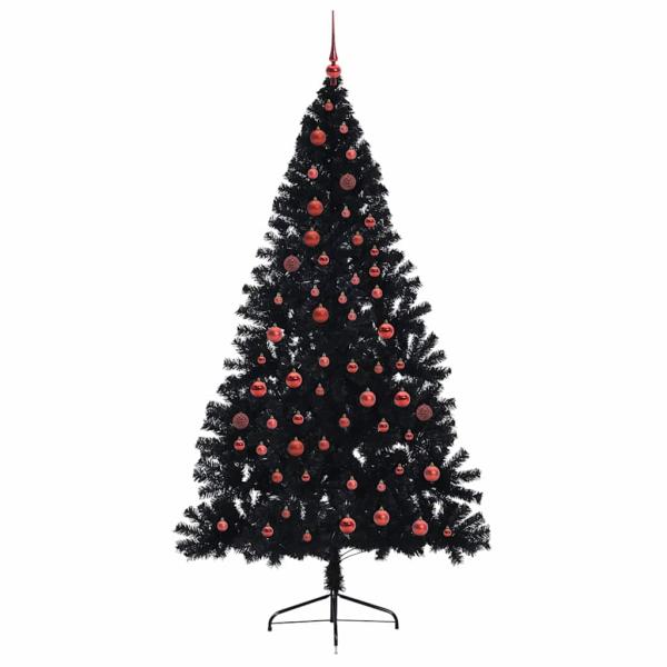Künstlicher vorbeleuchteter Weihnachtsbaum Schwarz 210 cm PVC