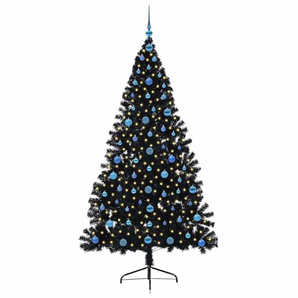 Künstlicher vorbeleuchteter Weihnachtsbaum Schwarz 210 cm PVC
