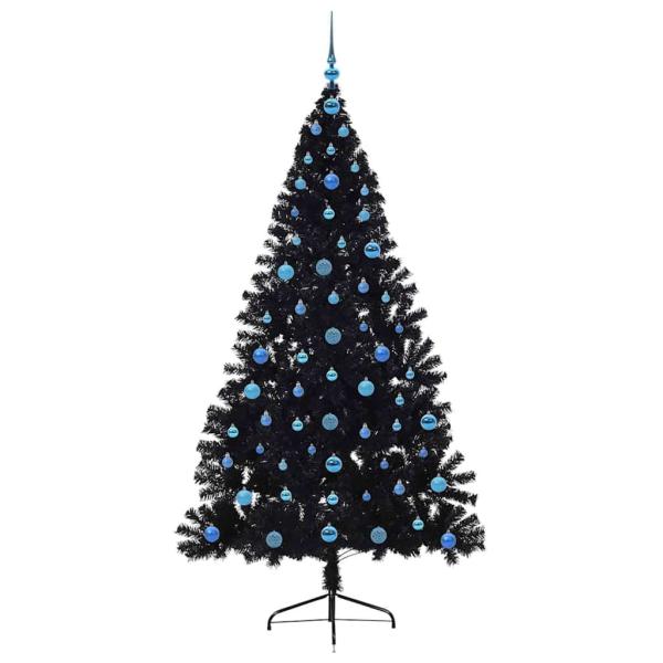 Künstlicher vorbeleuchteter Weihnachtsbaum Schwarz 210 cm PVC