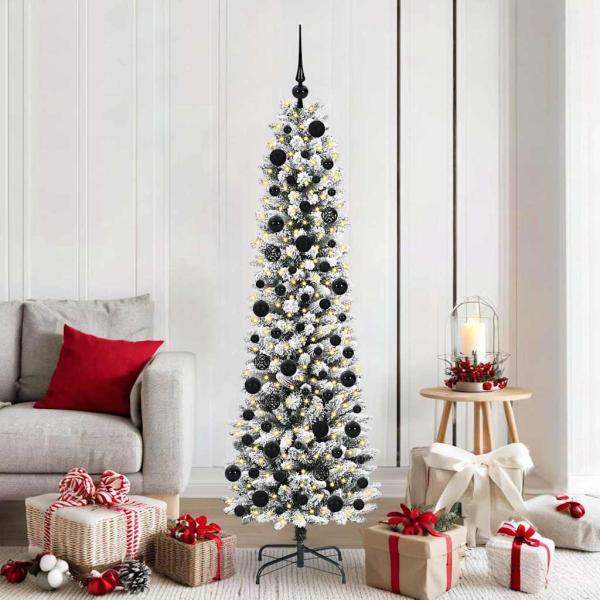 ARDEBO.de - Künstlicher Weihnachtsbaum mit 300 LEDs Grün und Weiß 180 cm