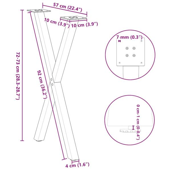 Esstischbeine X-Form 2 Stk. Weiß 57x(72-73) cm Stahl
