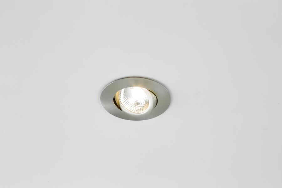 EVN COMPACTO68 LED Deckeneinbau, rund, schwenkbar, IP44, 200-240V, 6W, 3000K, 683lm, inkl. dimmbaren Netzgerät, Edelstahloptik (E44061302)